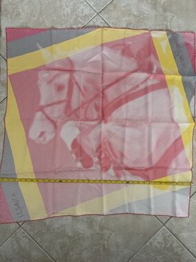 Hermes Pink Yellow Multicolor Silk Scarf